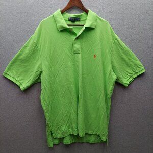 Polo By Ralph Lauren 2XLT Mens Green Polo Shirt 100% Cotton Short Sleeve Casual